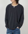 NAVY ピーチ鹿の子キーネックレイヤー長袖Tシャツ メンズ商品サムネイル-4