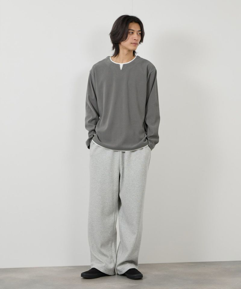 NAVY  ピーチ鹿の子キーネックレイヤー長袖Tシャツ メンズ商品画像-8