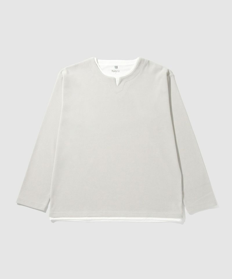 NAVY  ピーチ鹿の子キーネックレイヤー長袖Tシャツ メンズ商品画像-20