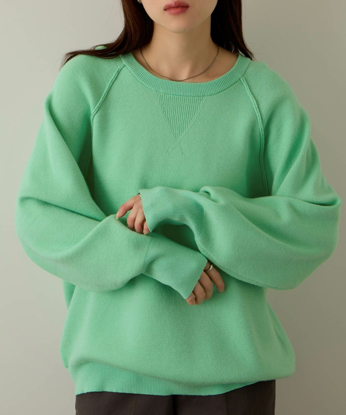 NAVY ガゼット付きWジャガードニットプルオーバー レディース