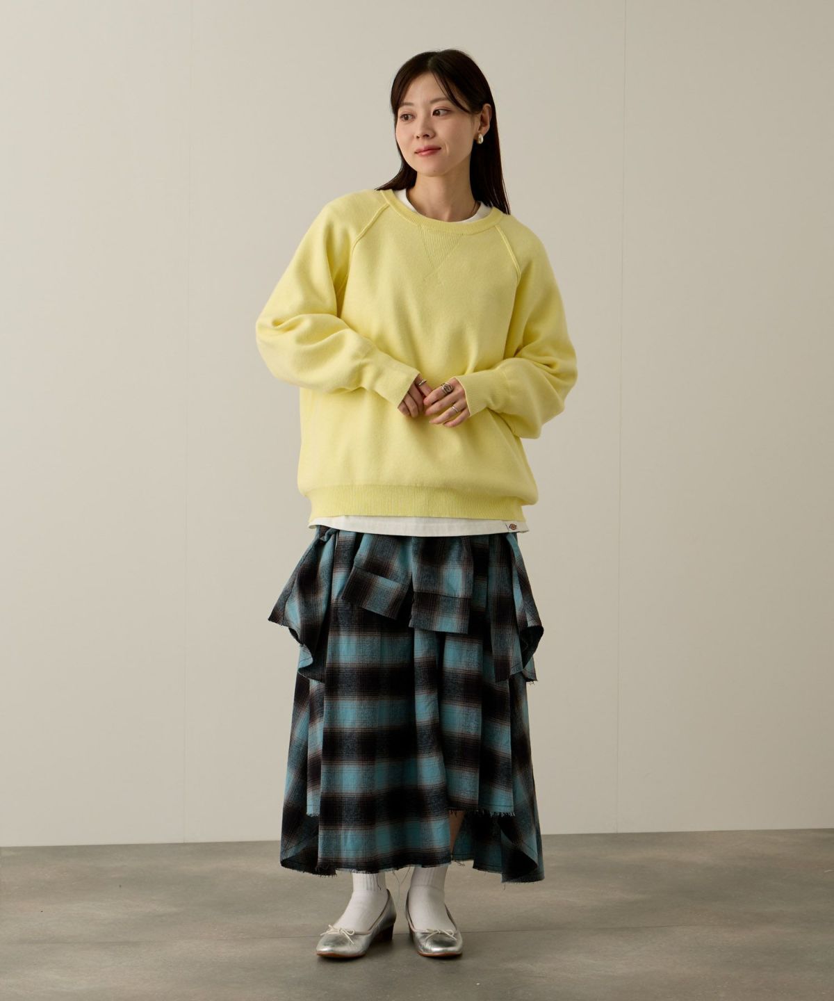 NAVY ガゼット付きWジャガードニットプルオーバー レディース