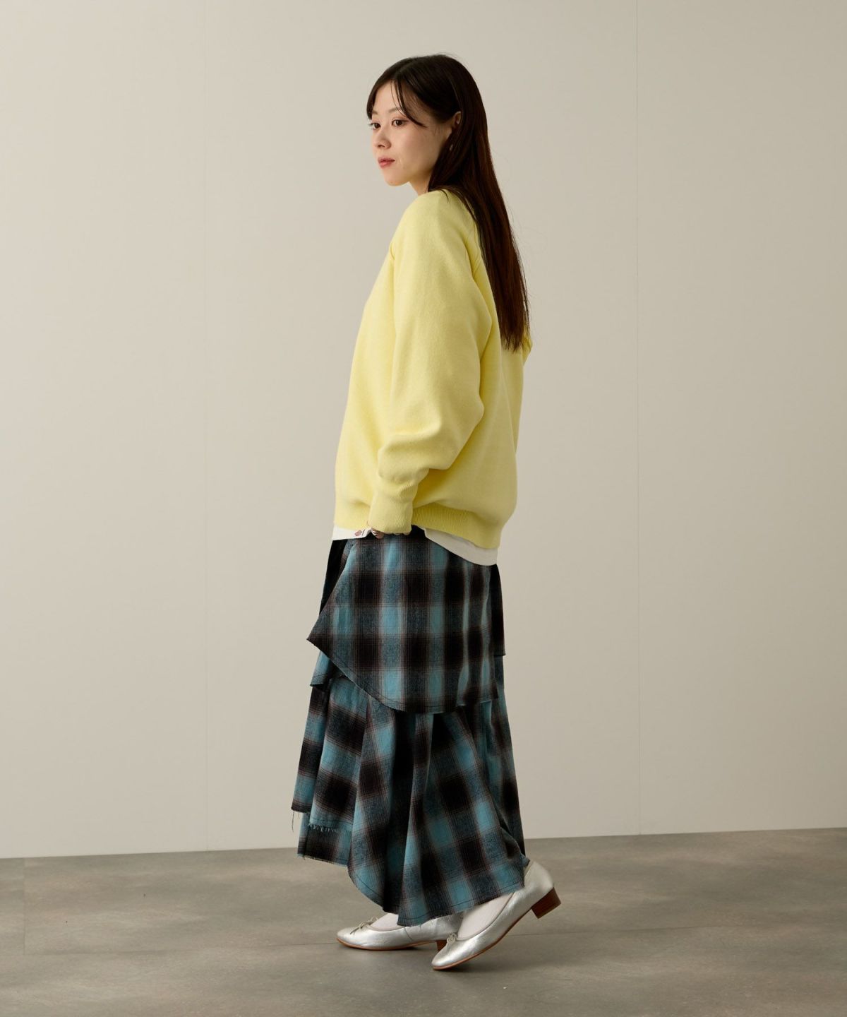 NAVY ガゼット付きWジャガードニットプルオーバー レディース