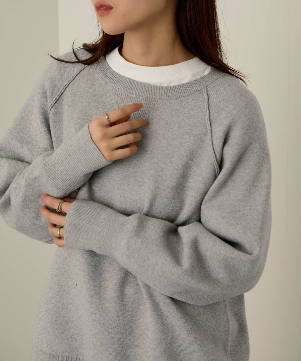 NAVY ガゼット付きWジャガードニットプルオーバー レディース