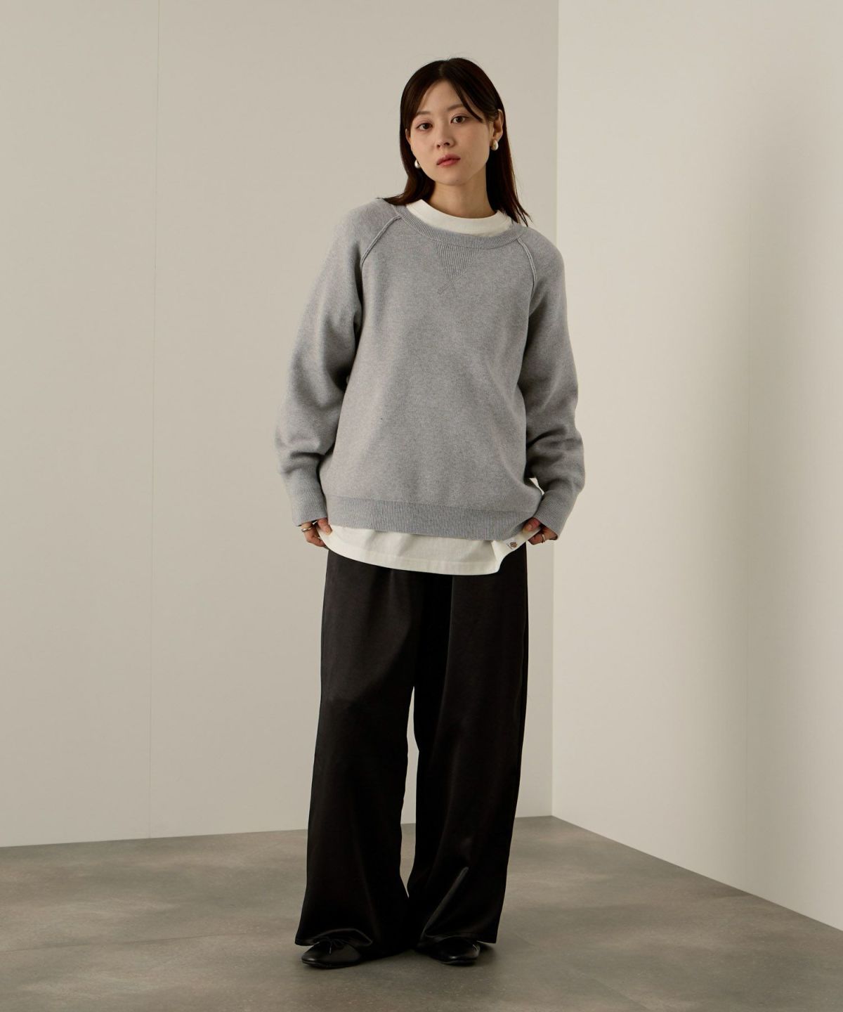 NAVY ガゼット付きWジャガードニットプルオーバー レディース