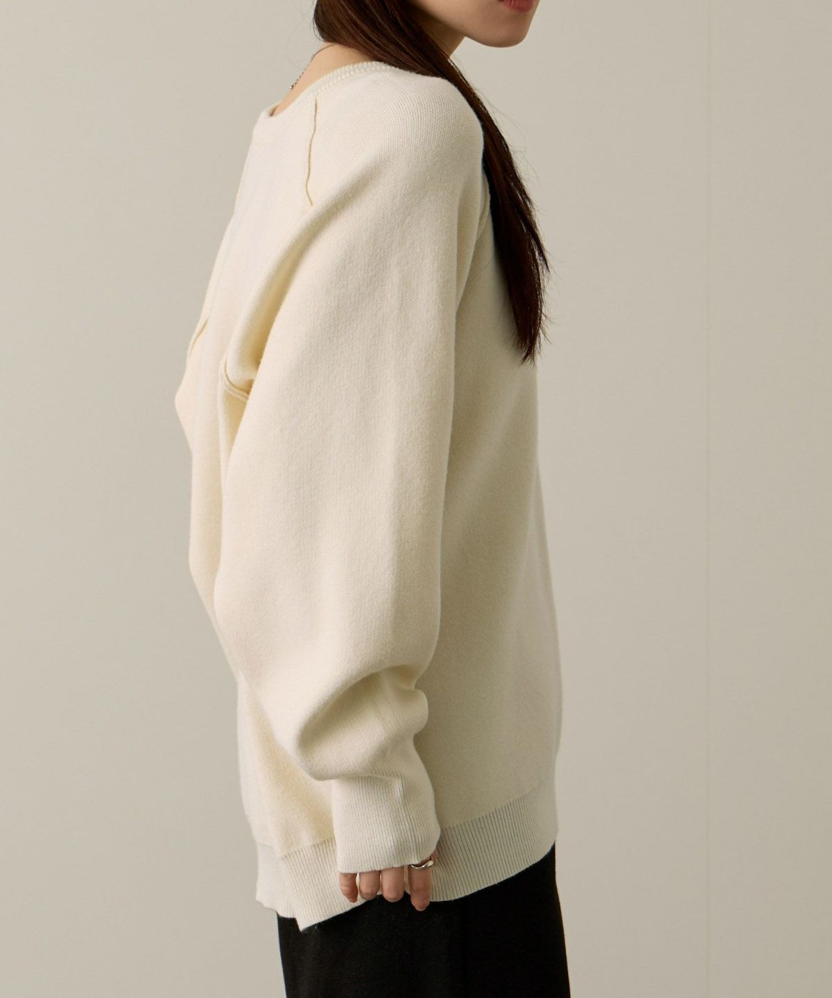 NAVY ガゼット付きWジャガードニットプルオーバー レディース