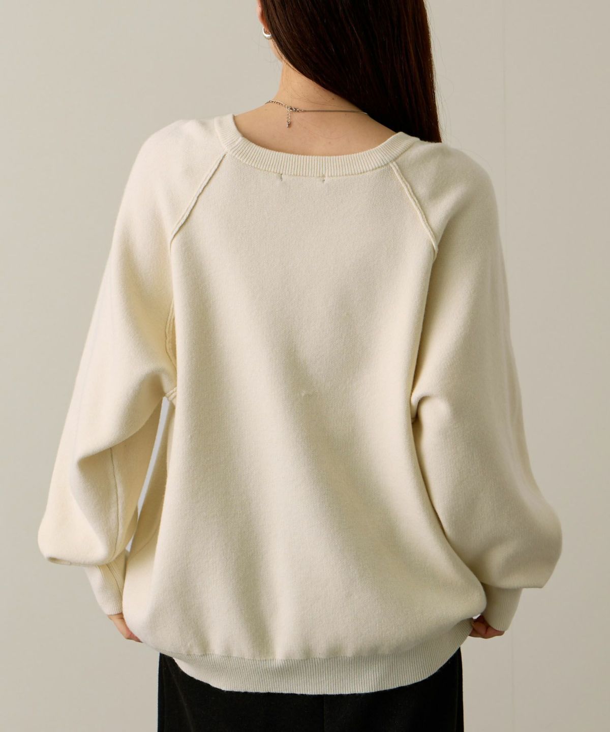 NAVY ガゼット付きWジャガードニットプルオーバー レディース