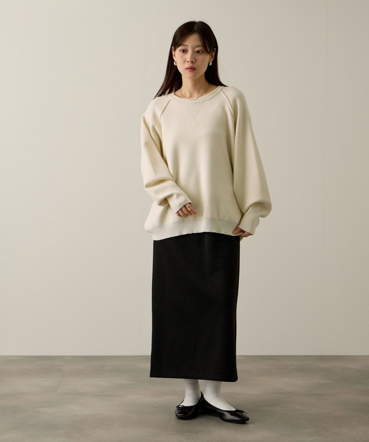 NAVY ガゼット付きWジャガードニットプルオーバー レディース