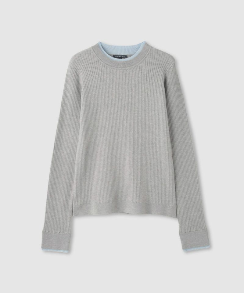 NAVY  配色リブインナープルオーバー レディース商品画像-1