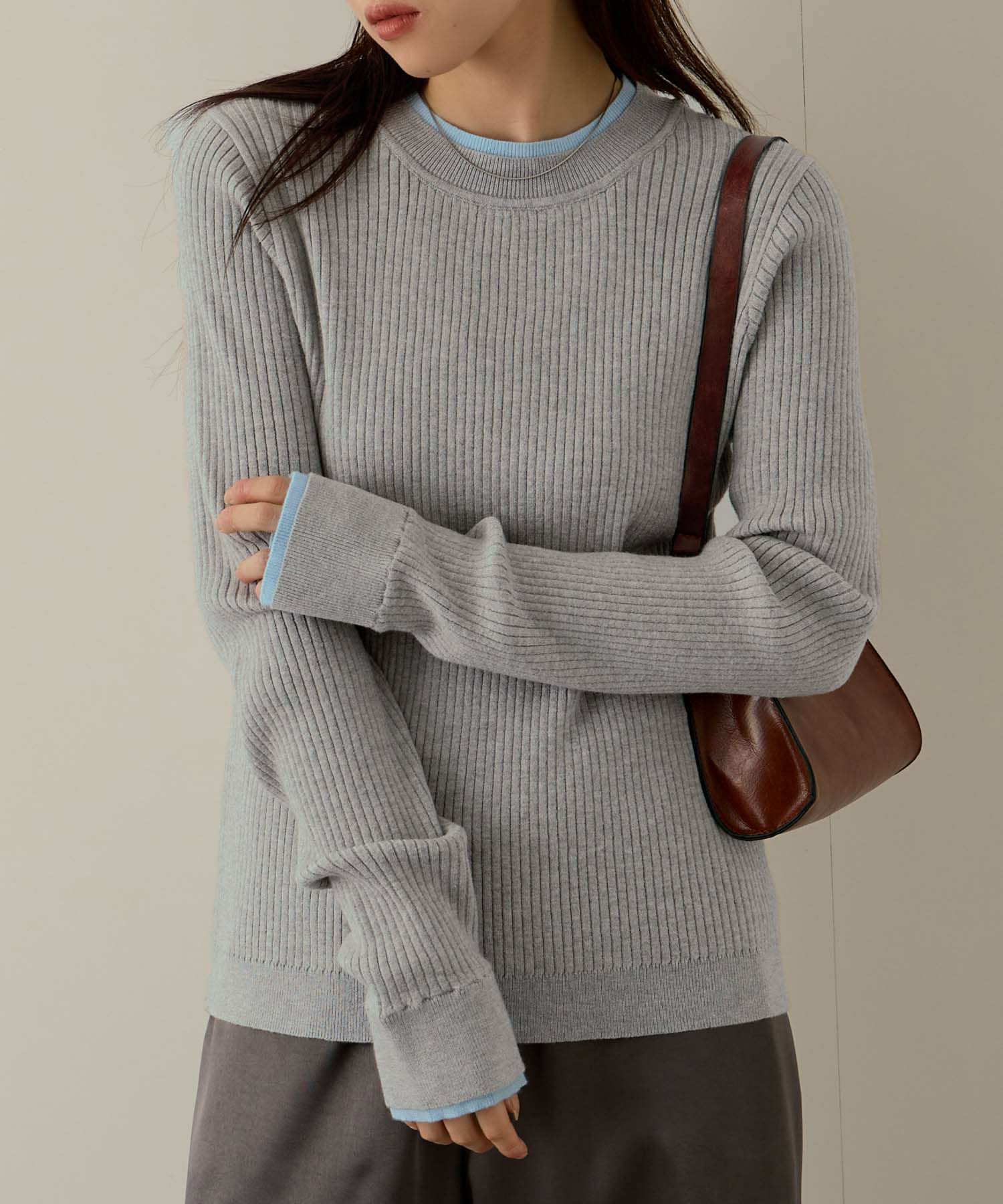 NAVY  配色リブインナープルオーバー レディース商品サムネイル-1