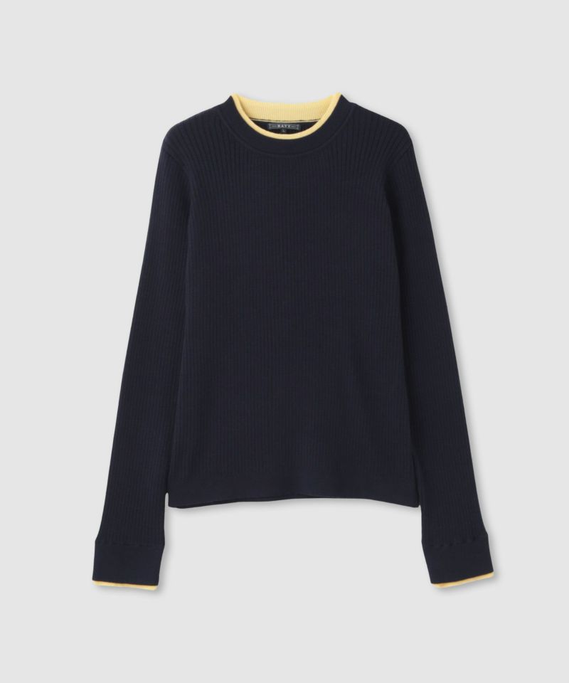 NAVY  配色リブインナープルオーバー レディース商品画像-2