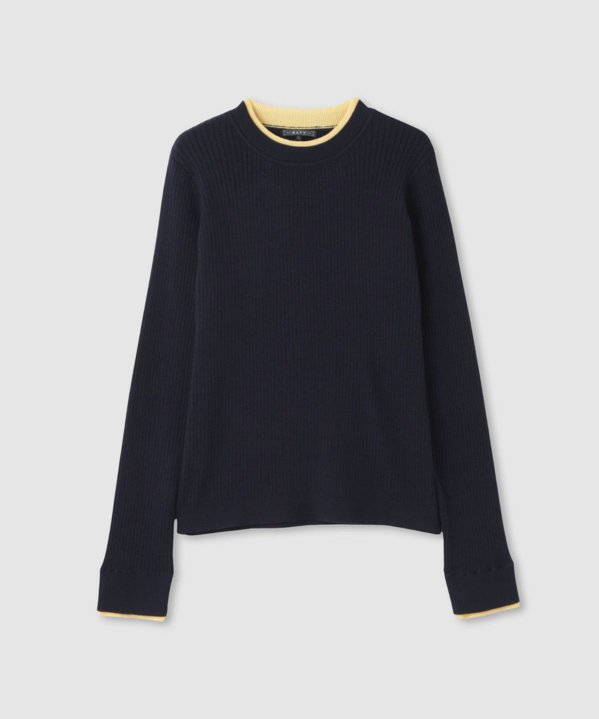 NAVY 配色リブインナープルオーバー レディース