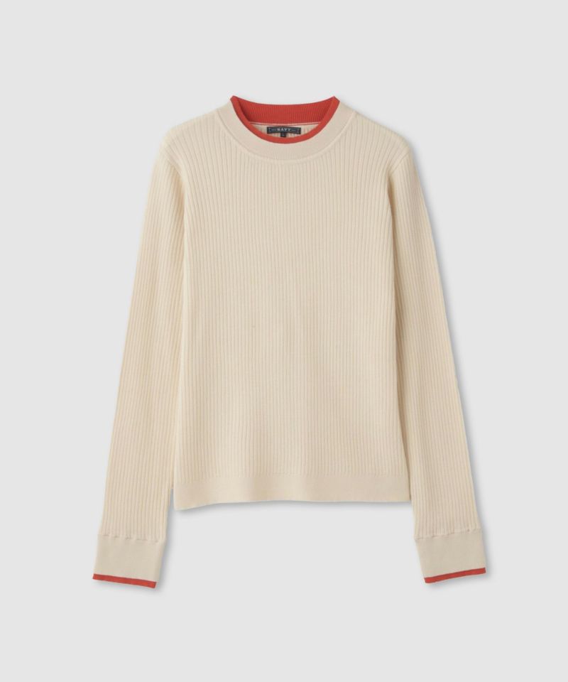 NAVY  配色リブインナープルオーバー レディース商品画像-3