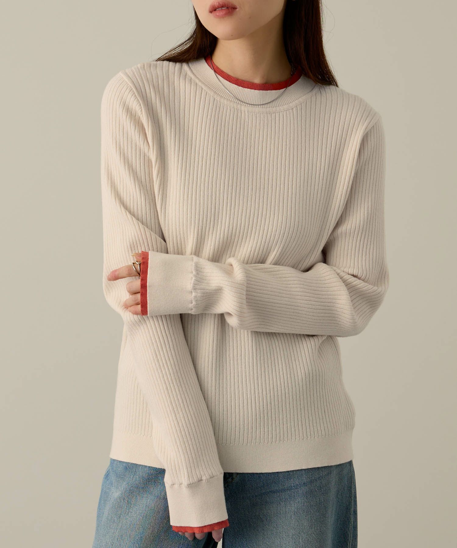 NAVY  配色リブインナープルオーバー レディース商品サムネイル-3