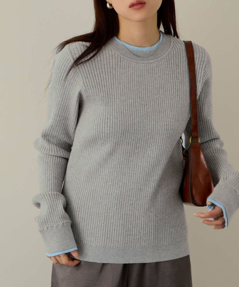 NAVY  配色リブインナープルオーバー レディース商品画像-5