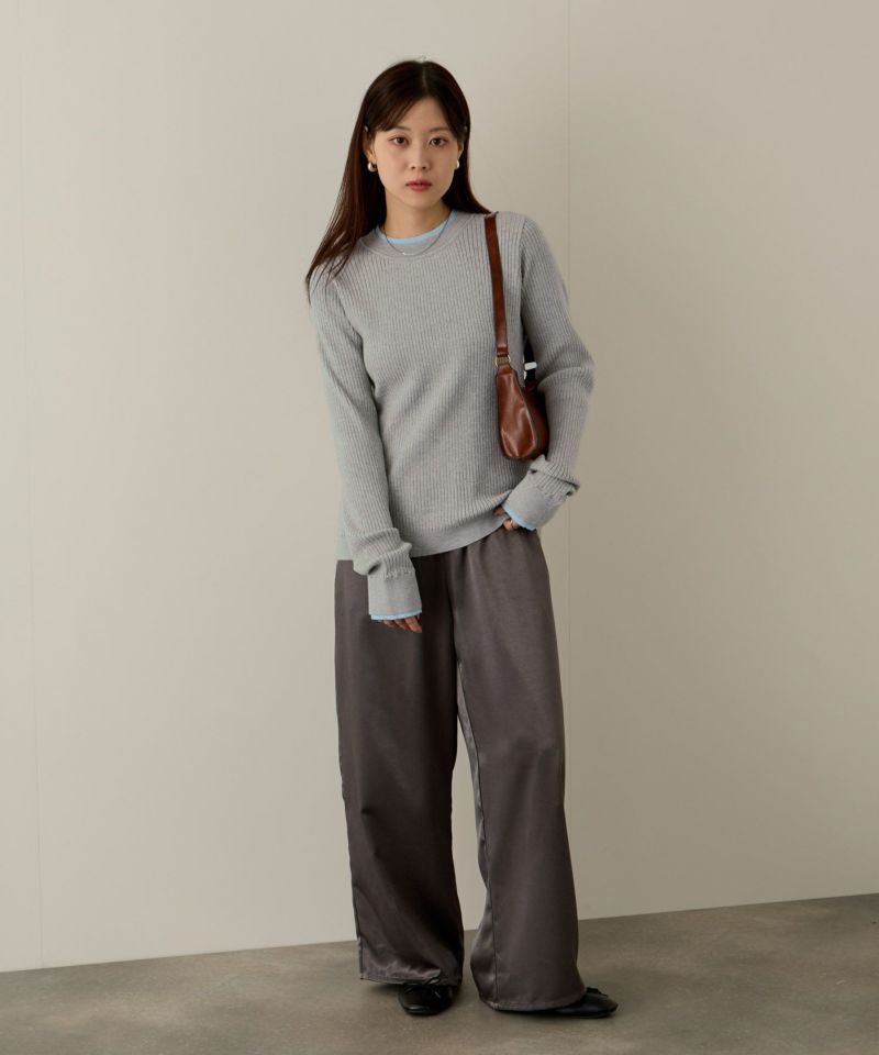 NAVY  配色リブインナープルオーバー レディース商品画像-6