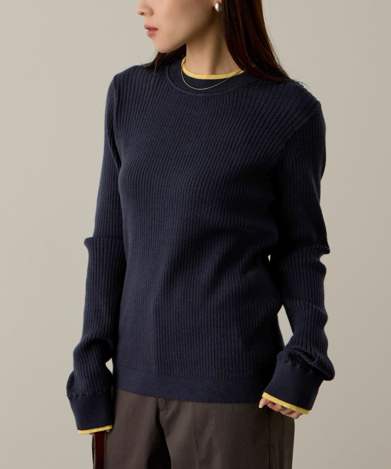 NAVY  配色リブインナープルオーバー レディース商品画像-9