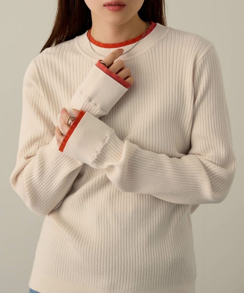 NAVY  配色リブインナープルオーバー レディース商品画像-12