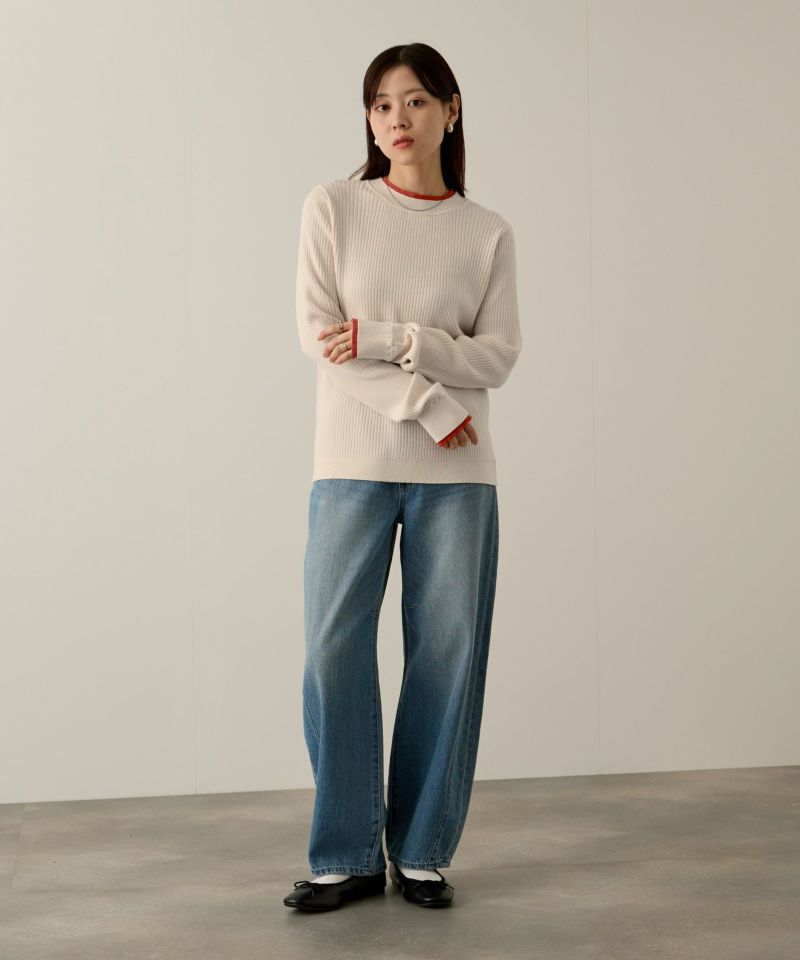 NAVY  配色リブインナープルオーバー レディース商品画像-14