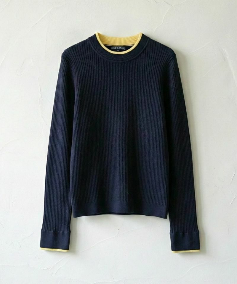 NAVY 配色リブインナープルオーバー レディース