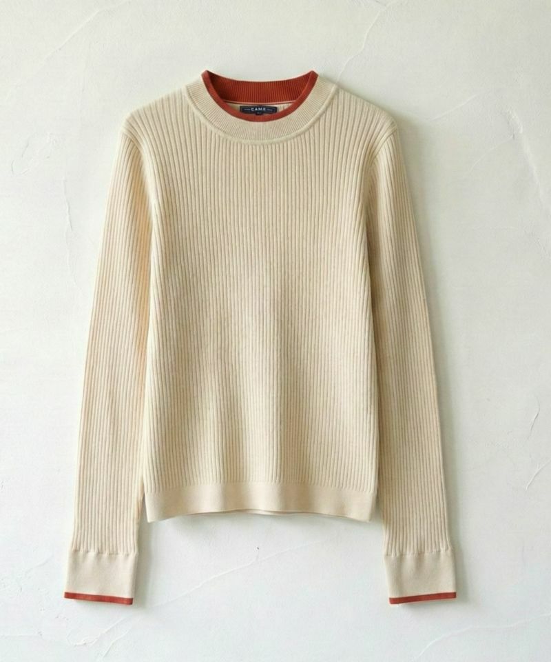 NAVY 配色リブインナープルオーバー レディース