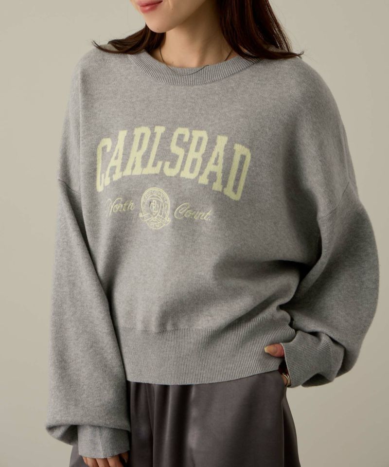 NAVY  カレッジロゴWジャガードニット レディース商品画像-2