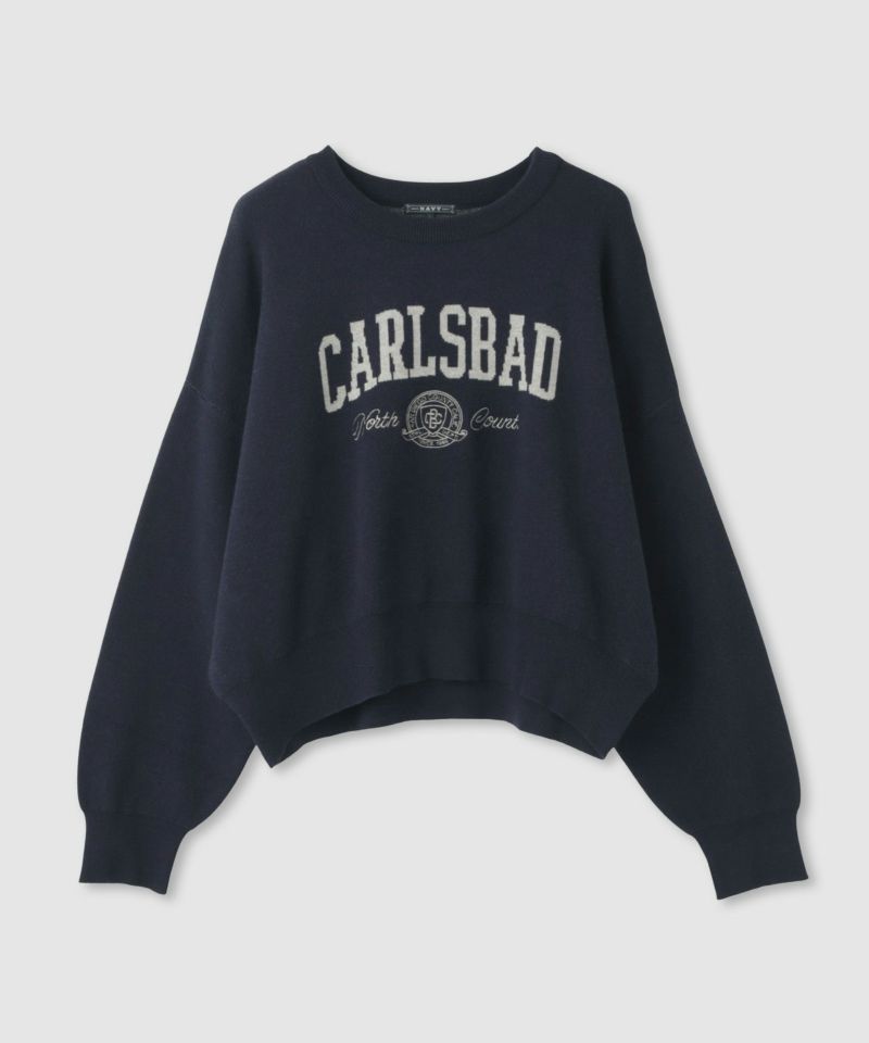 NAVY  カレッジロゴWジャガードニット レディース商品画像-3