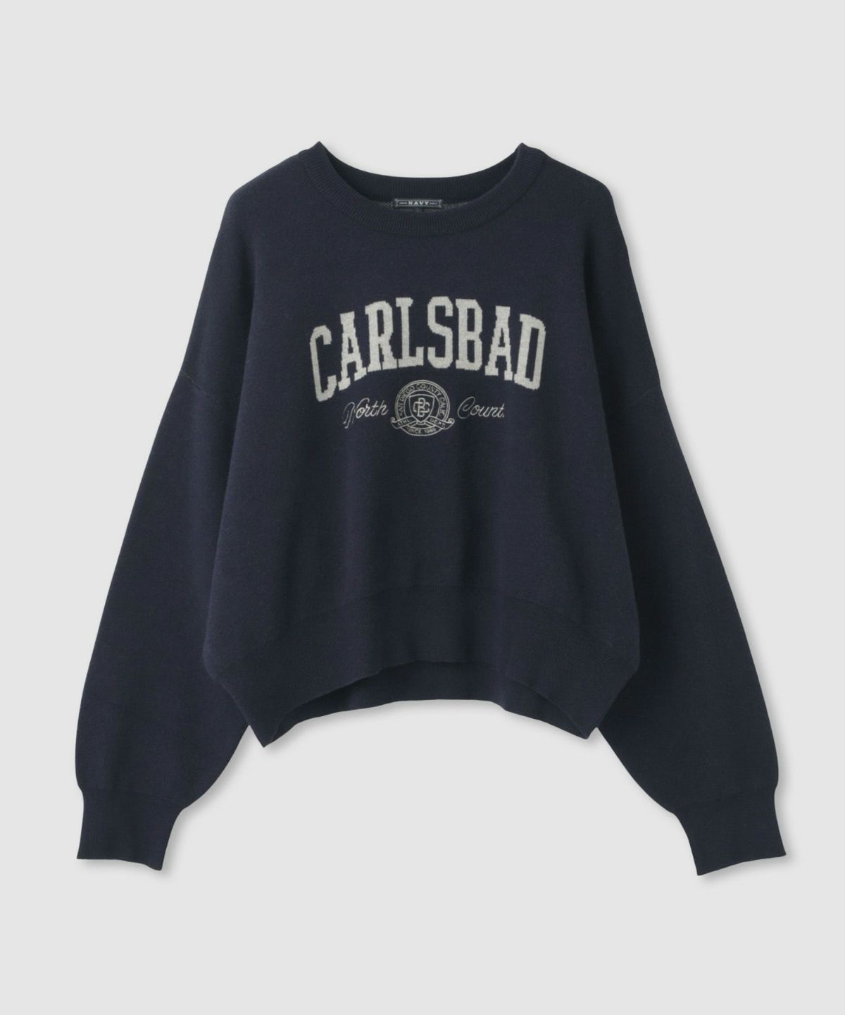 NAVY カレッジロゴWジャガードニット レディース