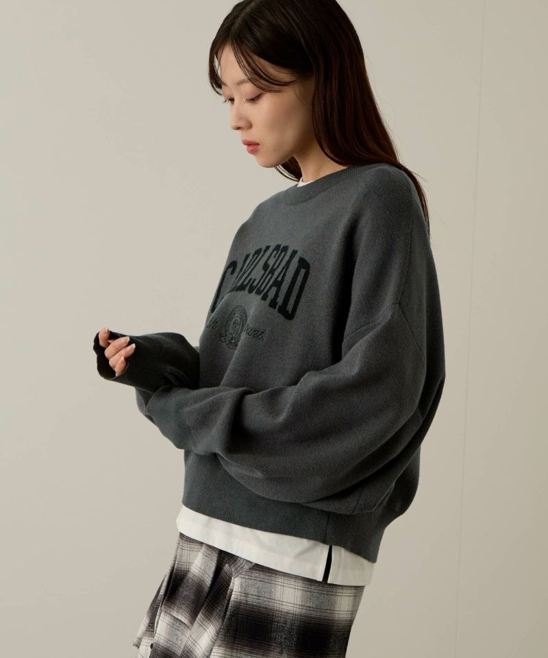 NAVY  カレッジロゴWジャガードニット レディース商品画像-6