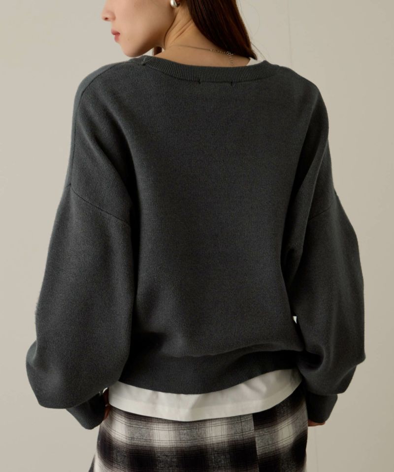 NAVY  カレッジロゴWジャガードニット レディース商品画像-7