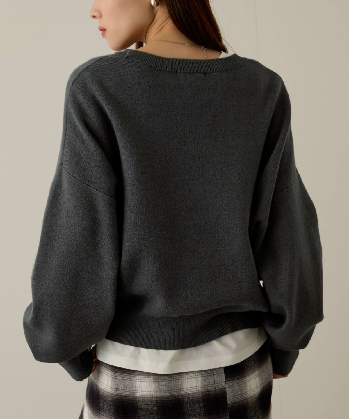 NAVY カレッジロゴWジャガードニット レディース