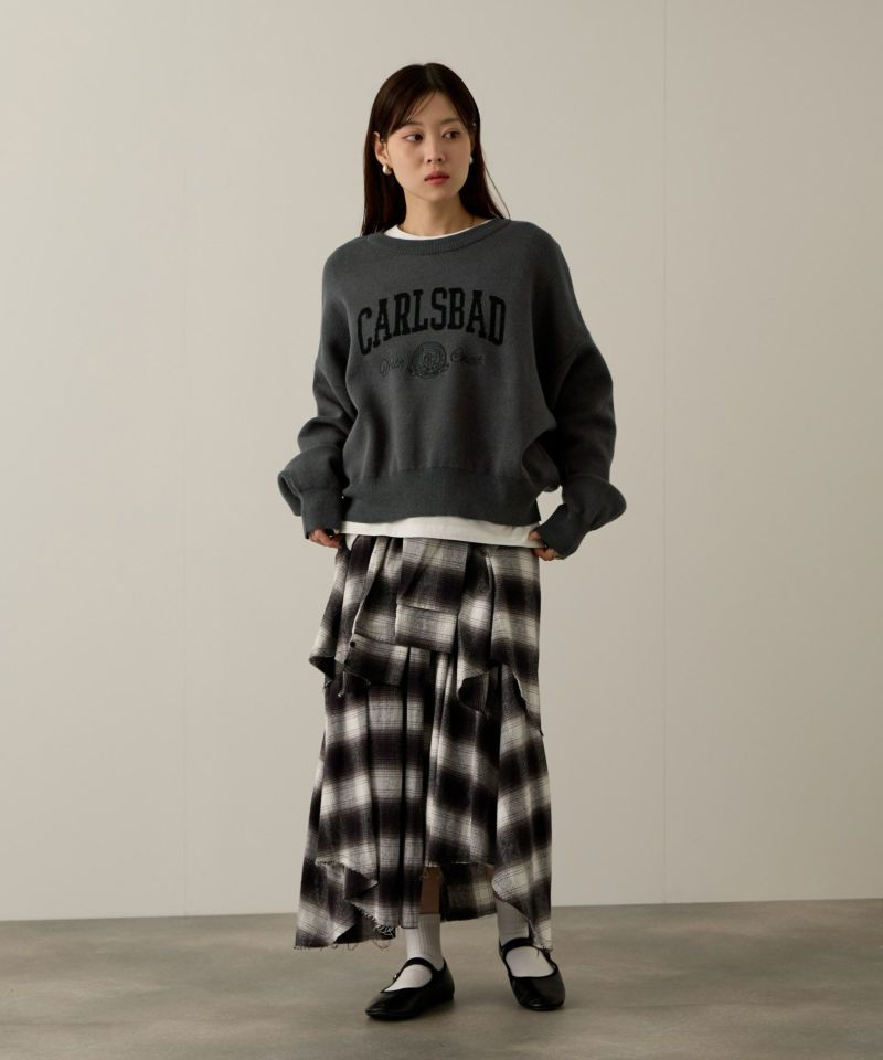 NAVY  カレッジロゴWジャガードニット レディース商品画像-8