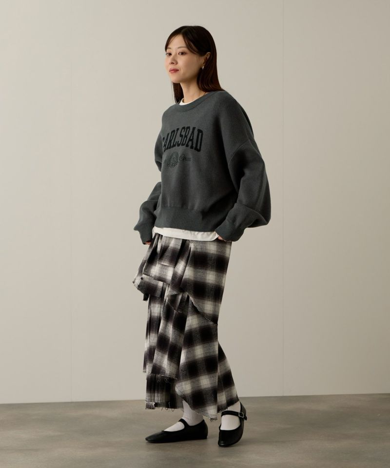 NAVY  カレッジロゴWジャガードニット レディース商品画像-9