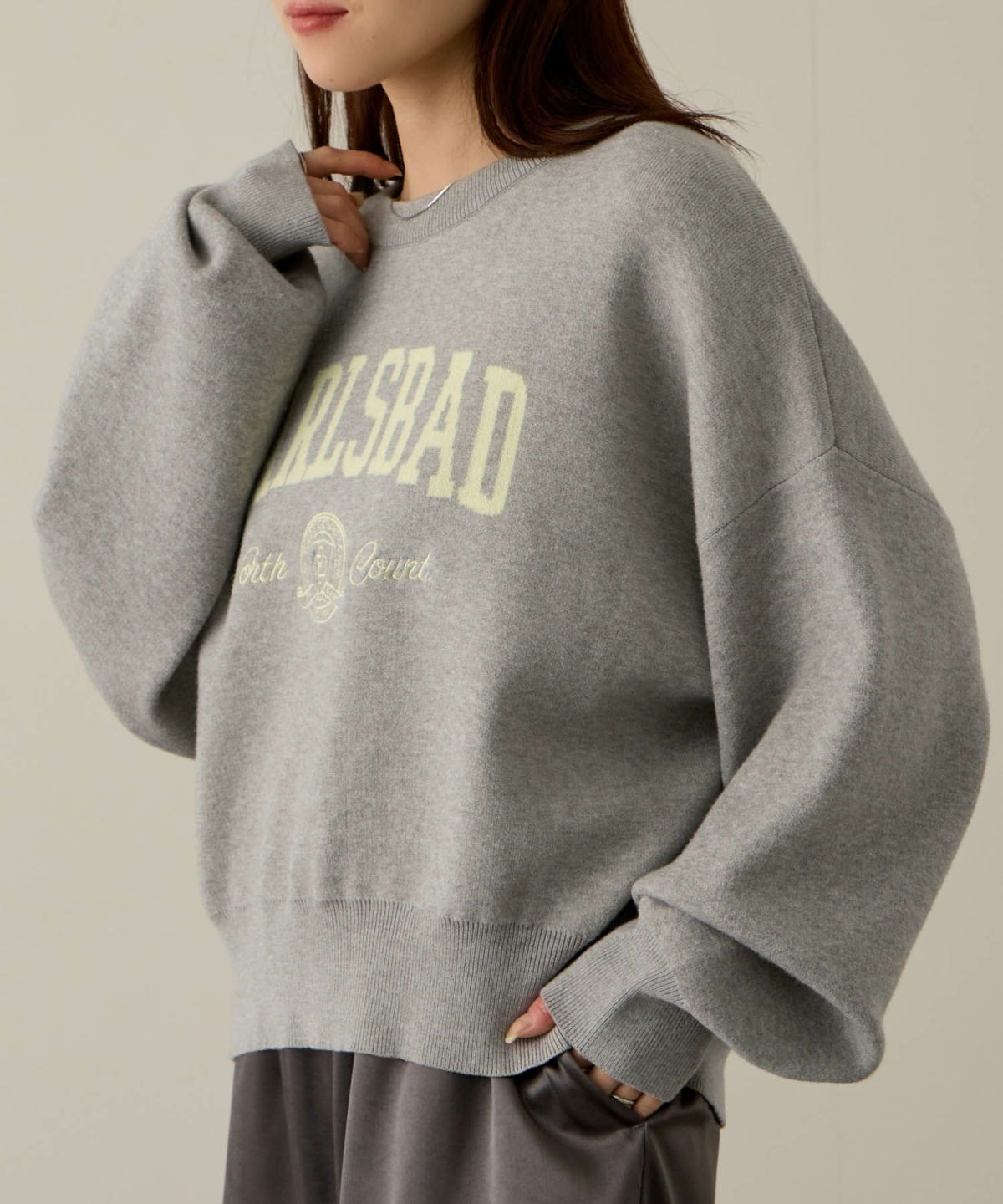 NAVY カレッジロゴWジャガードニット レディース