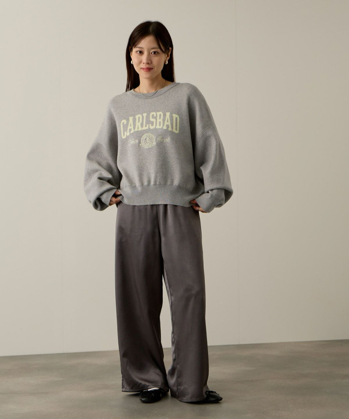 NAVY カレッジロゴWジャガードニット レディース