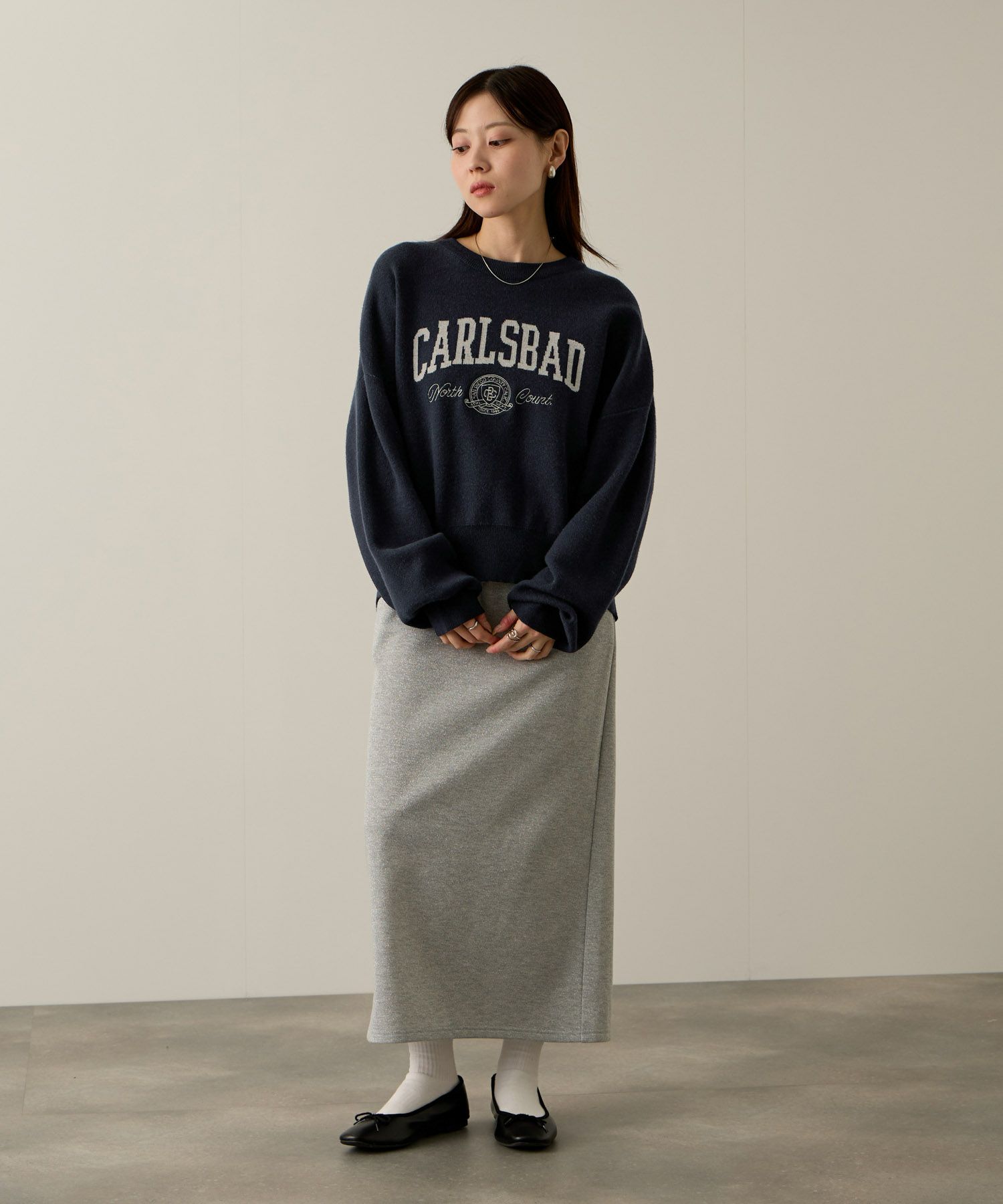 NAVY  カレッジロゴWジャガードニット レディース商品サムネイル-16