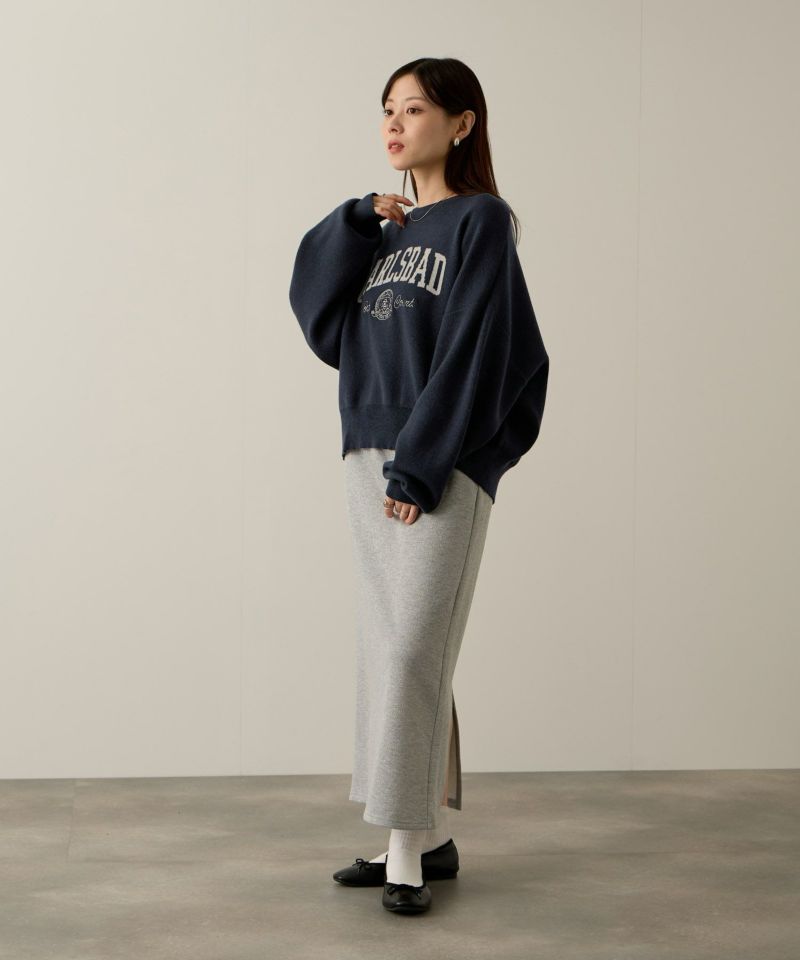 NAVY  カレッジロゴWジャガードニット レディース商品画像-17