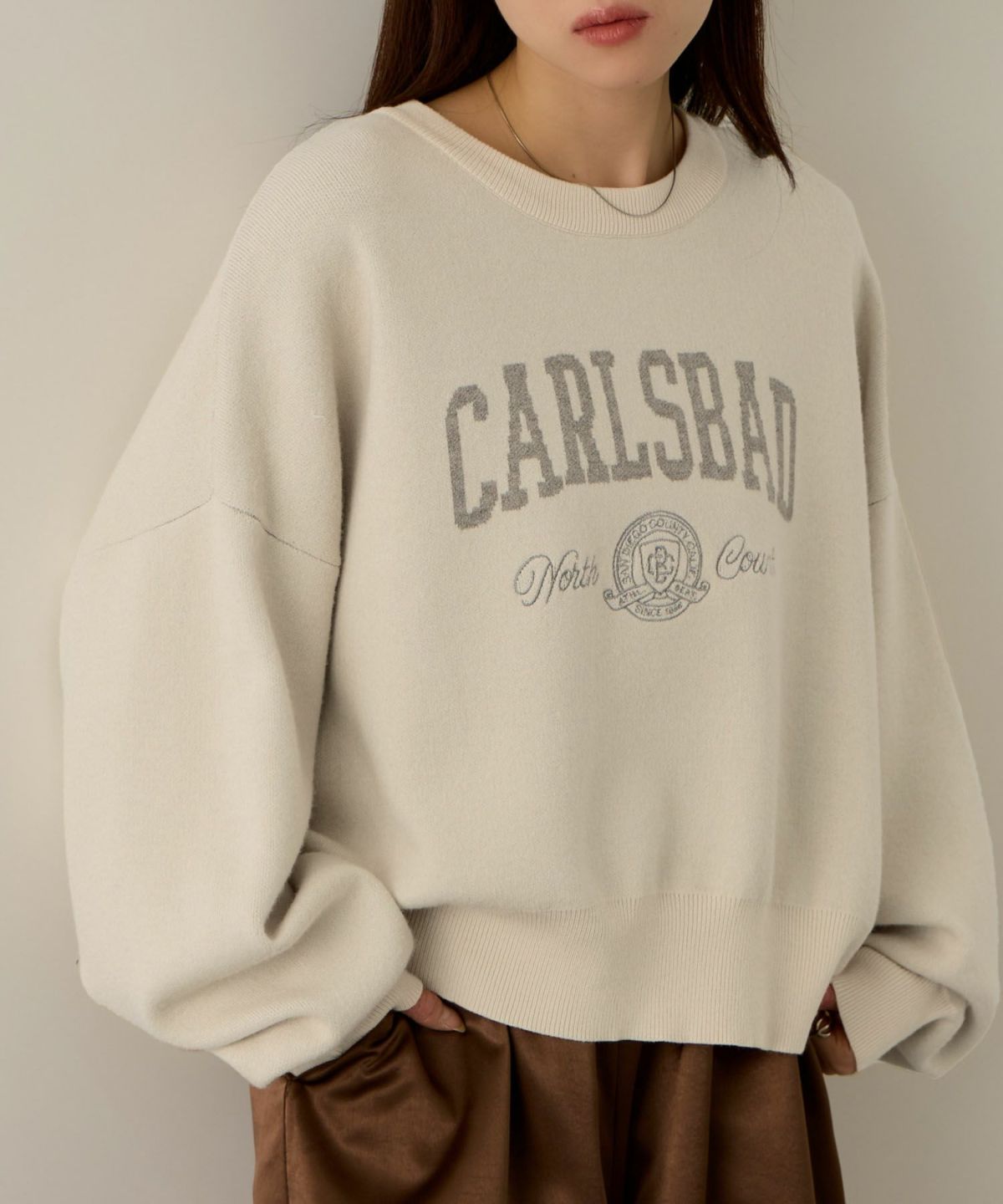 NAVY カレッジロゴWジャガードニット レディース