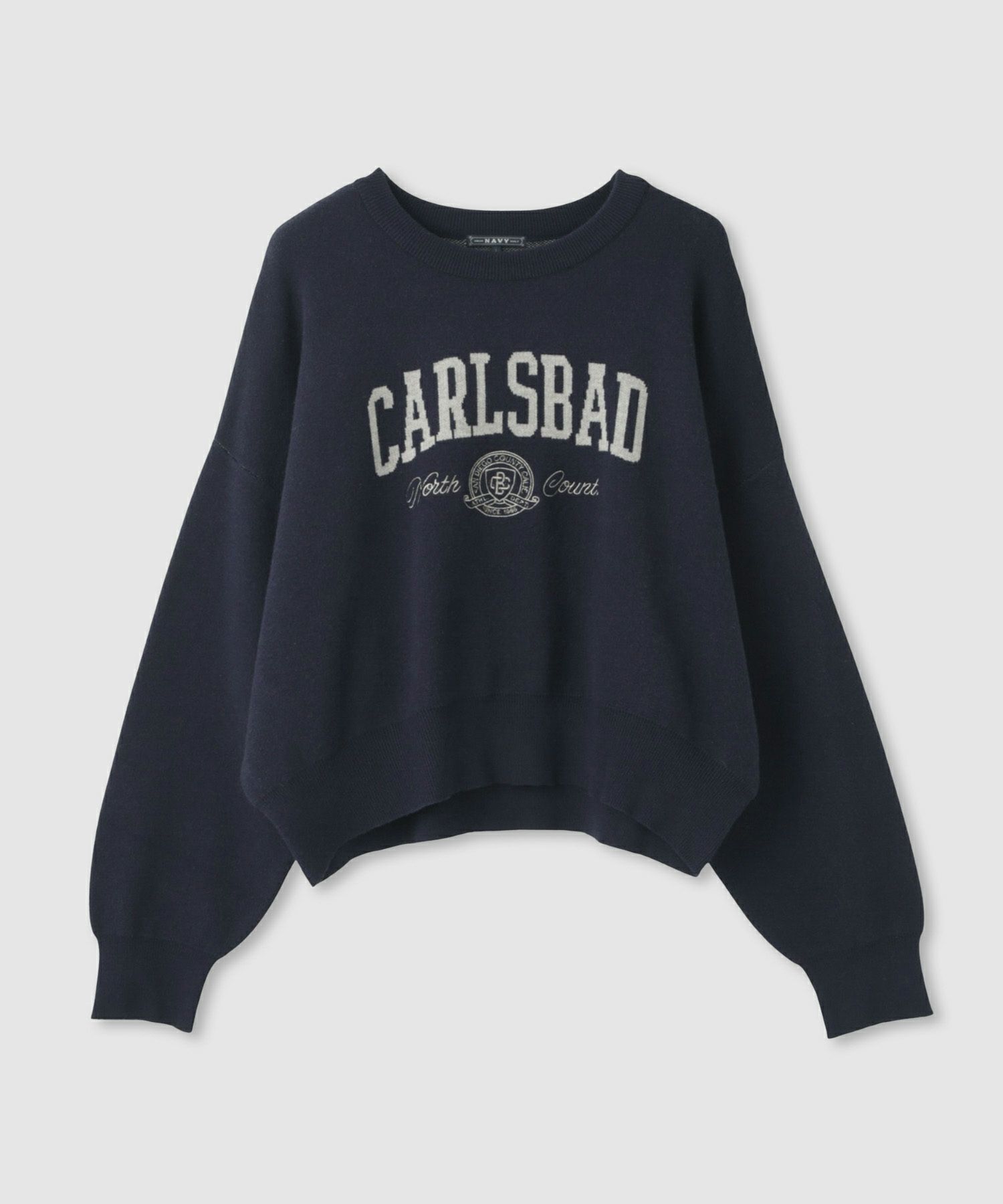 NAVY カレッジロゴWジャガードニット レディース