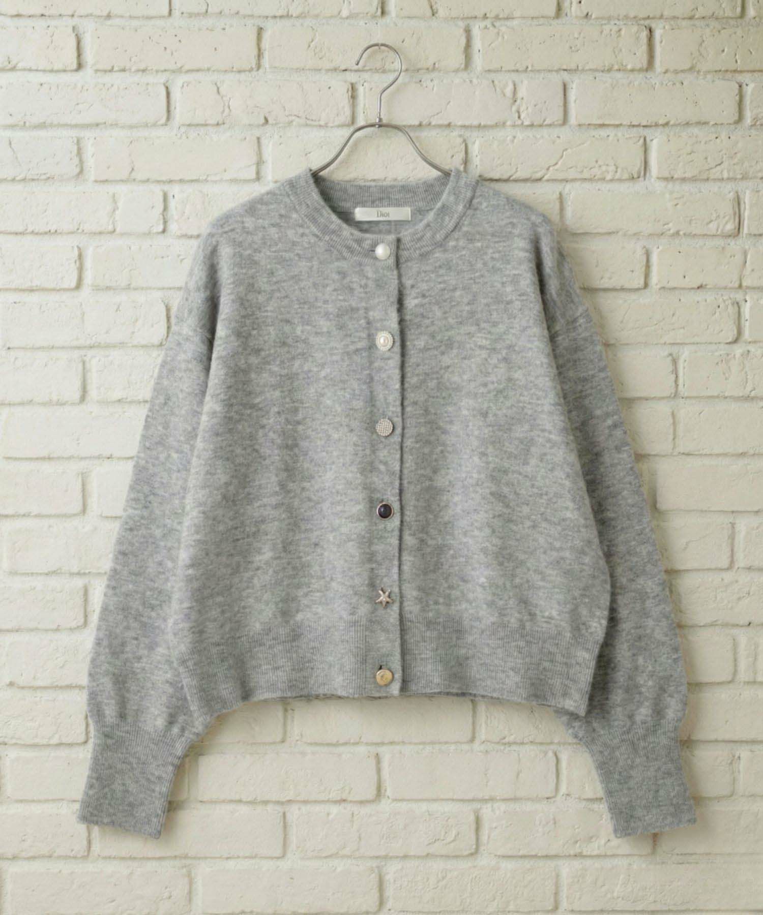 Idnes  アソートビジューボタン ヤクライククルーネックカーディガン レディース商品画像-19