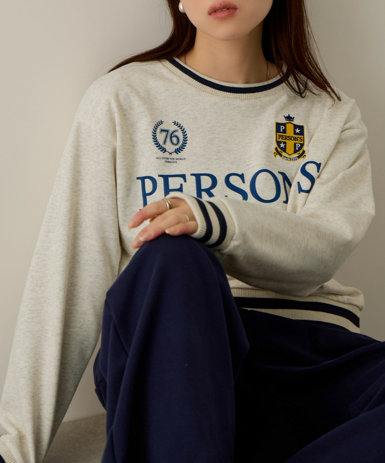 PERSON'S  別注デザイン リブライントレーナー レディース商品画像-4