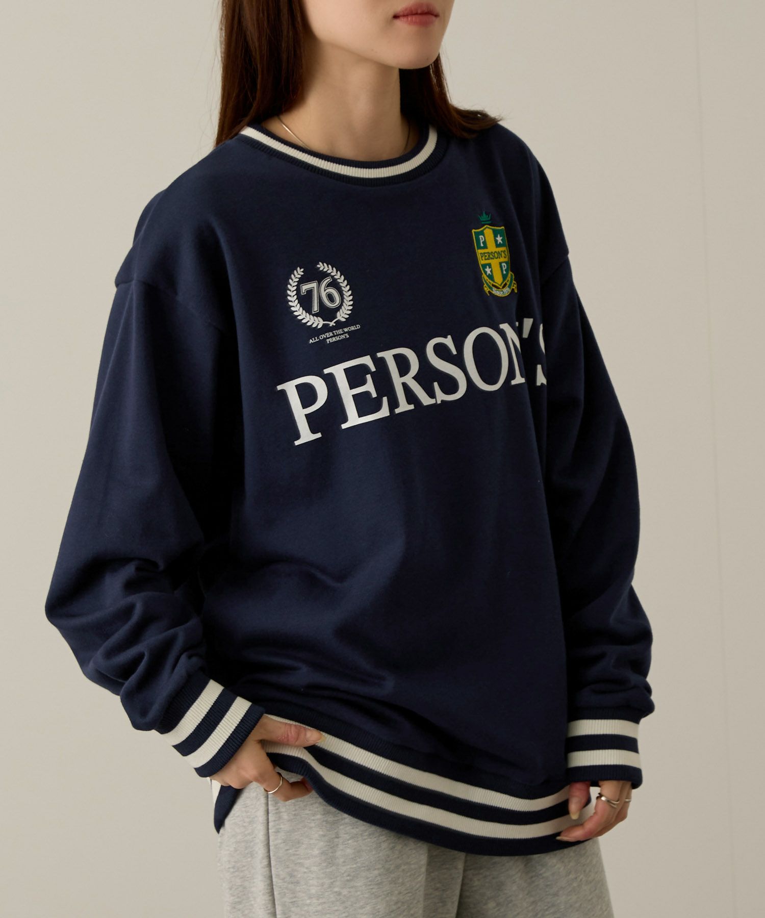 PERSON'S  別注デザイン リブライントレーナー レディース商品画像-8