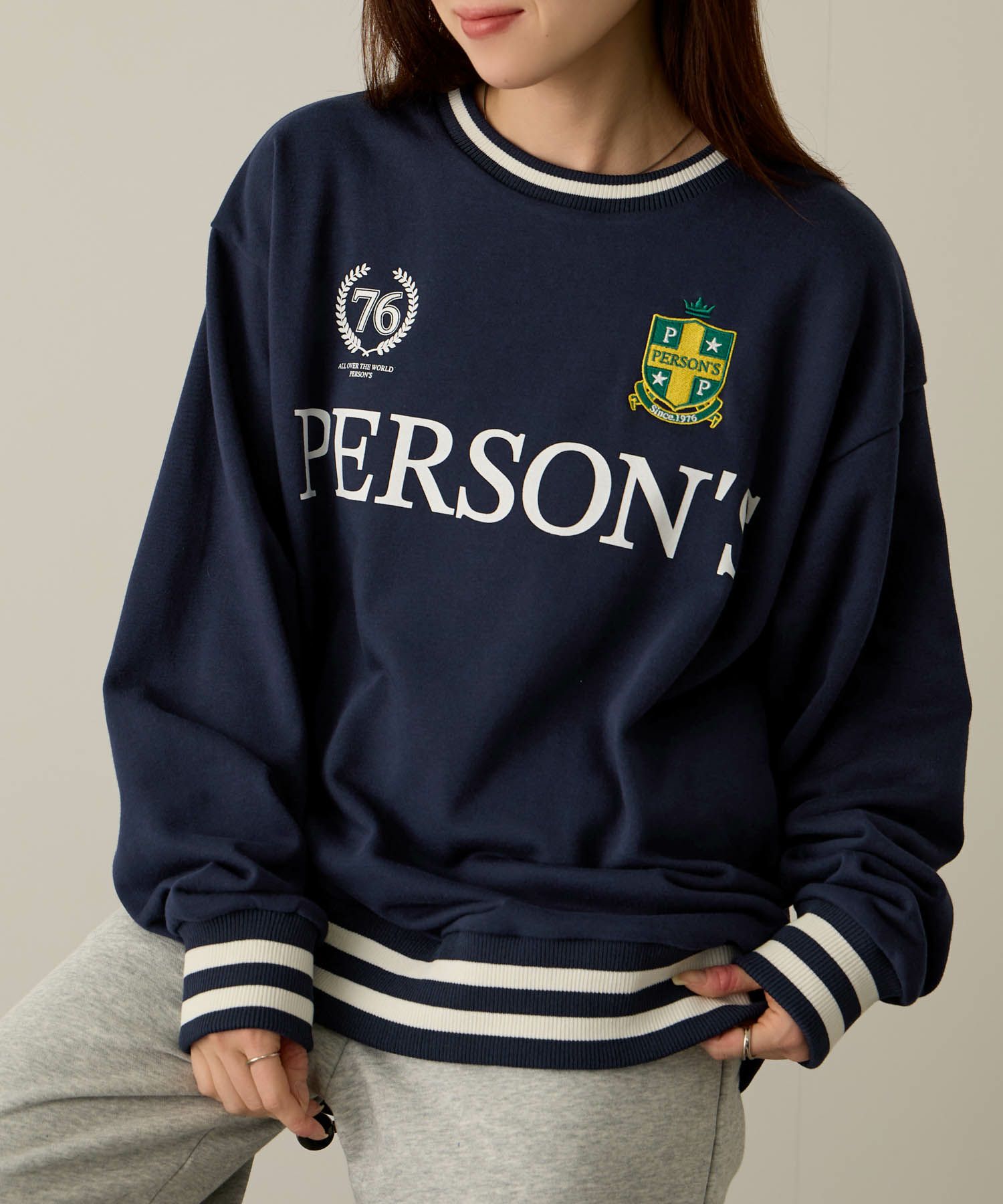 PERSON'S  別注デザイン リブライントレーナー レディース商品画像-9