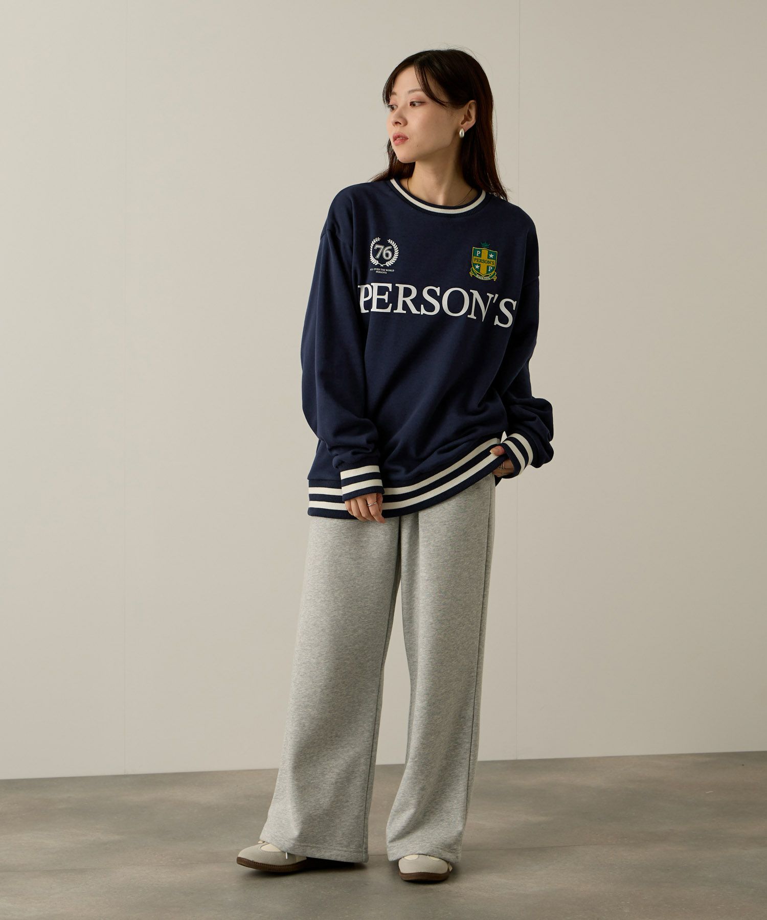 PERSON'S  別注デザイン リブライントレーナー レディース商品画像-10