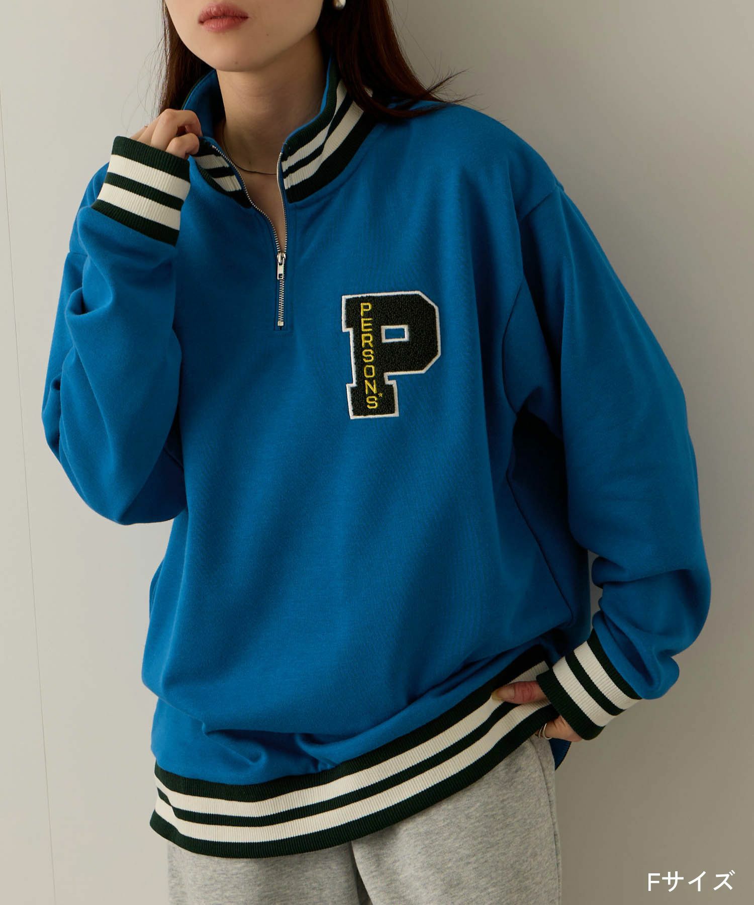 PERSON'S  別注デザイン ZIPUP リブライントレーナー レディース商品画像-2