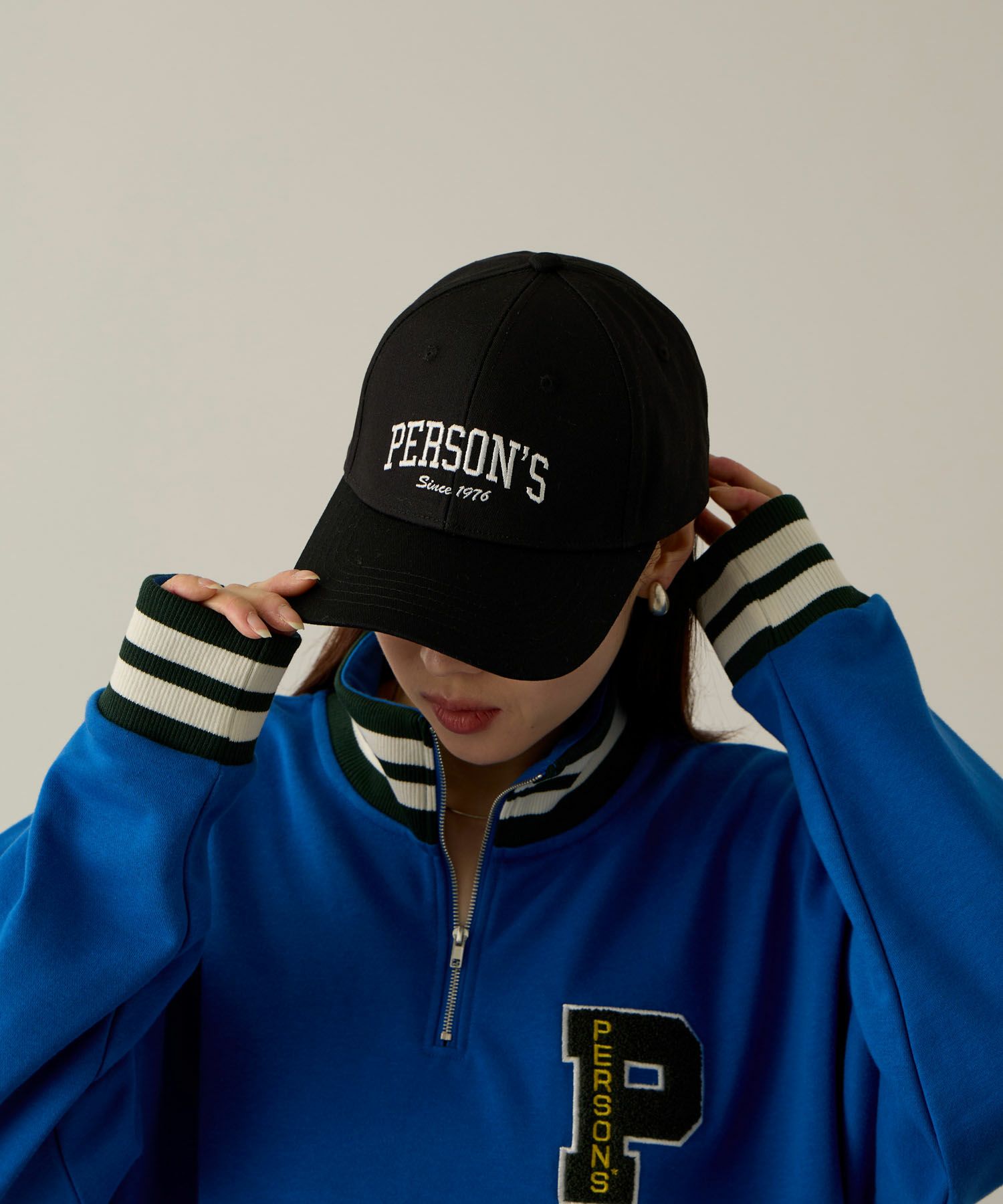 PERSON'S  別注デザイン カレッジロゴ＆ワッペン刺繍コットンキャップ レディース商品画像-1