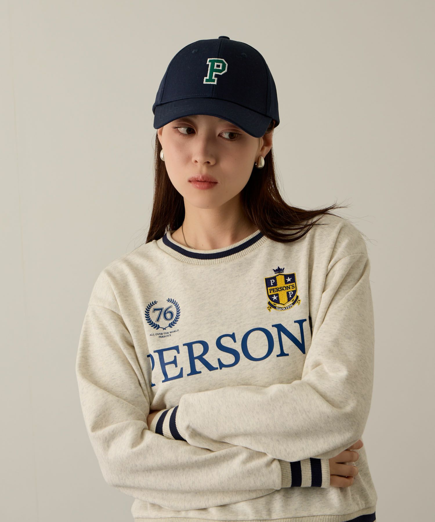 PERSON'S  別注デザイン カレッジロゴ＆ワッペン刺繍コットンキャップ レディース商品サムネイル-3