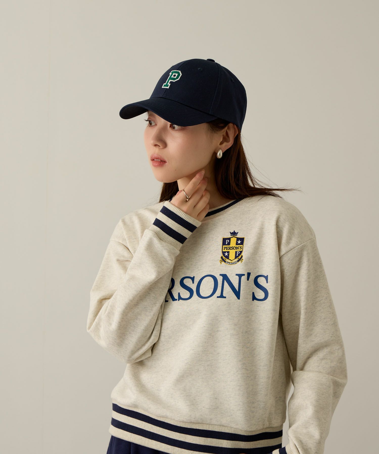 PERSON'S  別注デザイン カレッジロゴ＆ワッペン刺繍コットンキャップ レディース商品サムネイル-12