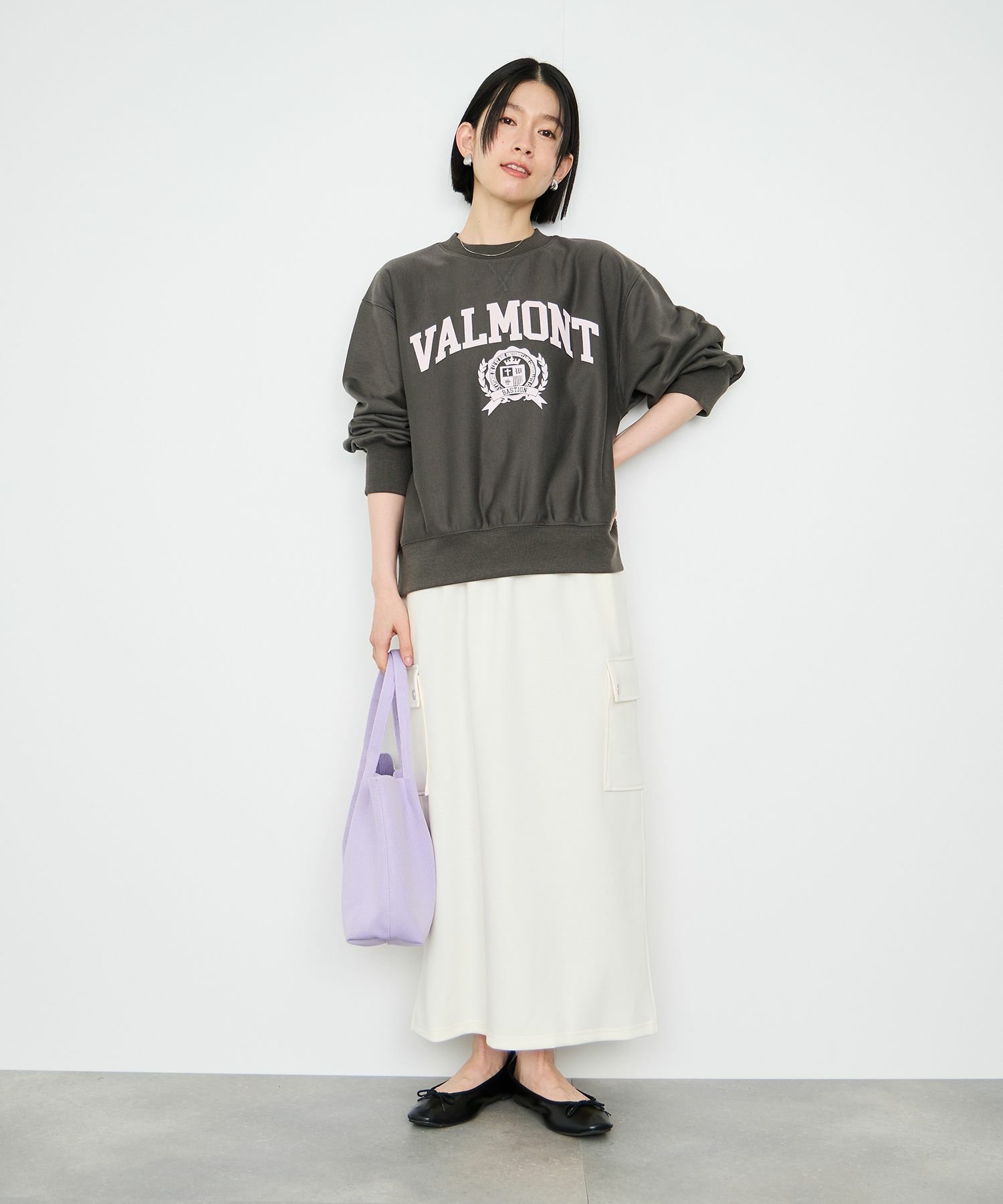 Idnes VALMONT カレッジロゴビッグシルエットスウェット レディース