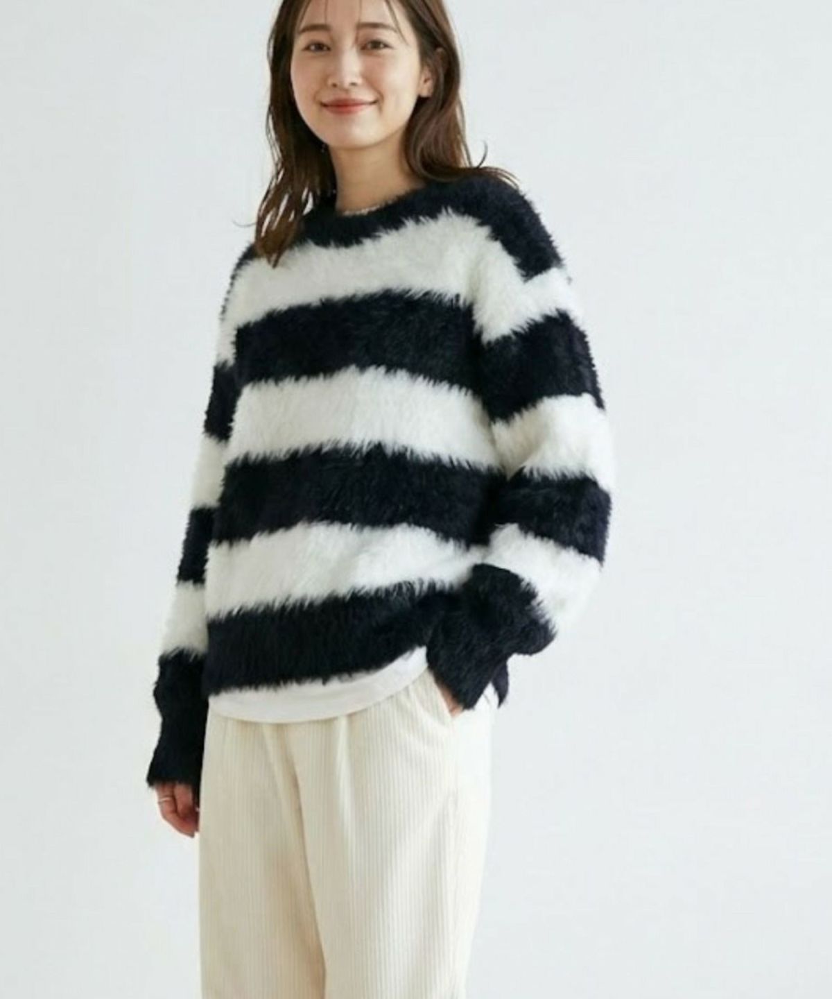 Free Nature シャギークルーネックニット レディース