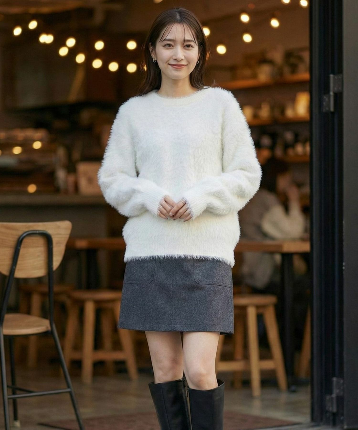 Free Nature シャギークルーネックニット レディース